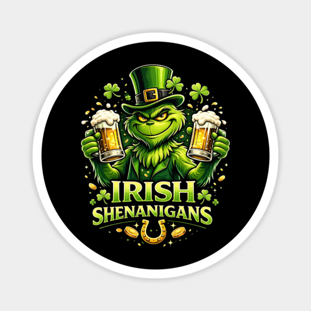 Irish Shenanigans Funny St Patrick’s Day Green Beer Shirt Magnet by UrbanLifeApparel