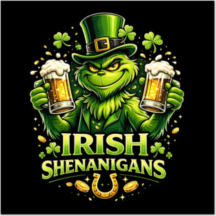 Irish Shenanigans Funny St Patrick’s Day Green Beer Shirt Posters and Art