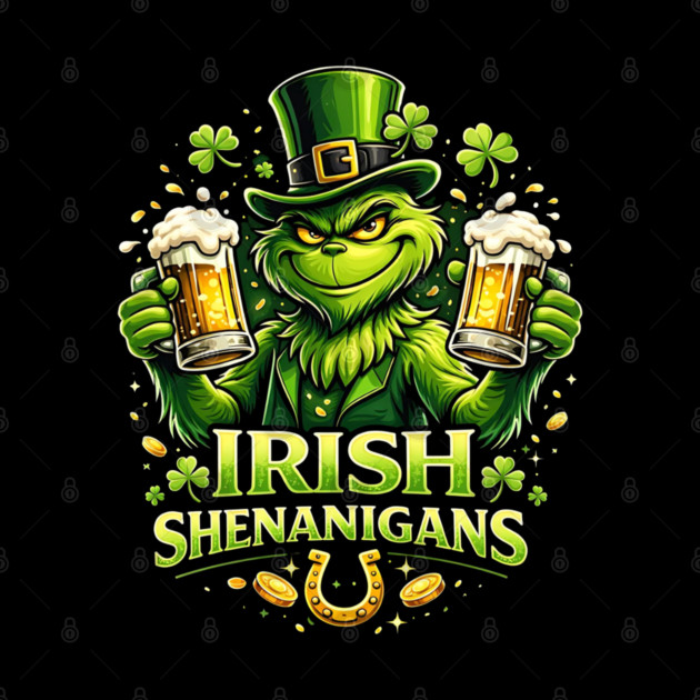 Irish Shenanigans Funny St Patrick’s Day Green Beer Shirt by UrbanLifeApparel