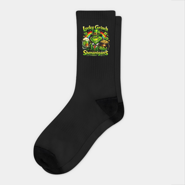 Lucky Irish Shenanigans Funny St Patrick’s Day Green Shirt Socks by UrbanLifeApparel
