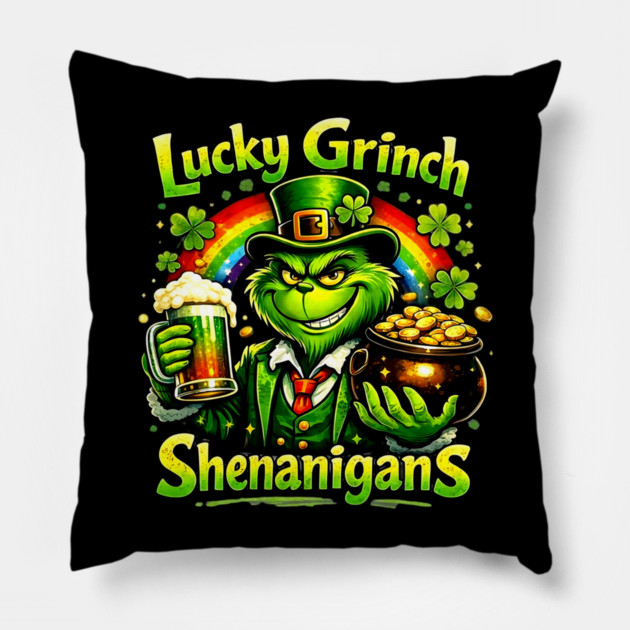 Lucky Irish Shenanigans Funny St Patrick’s Day Green Shirt Pillow by UrbanLifeApparel