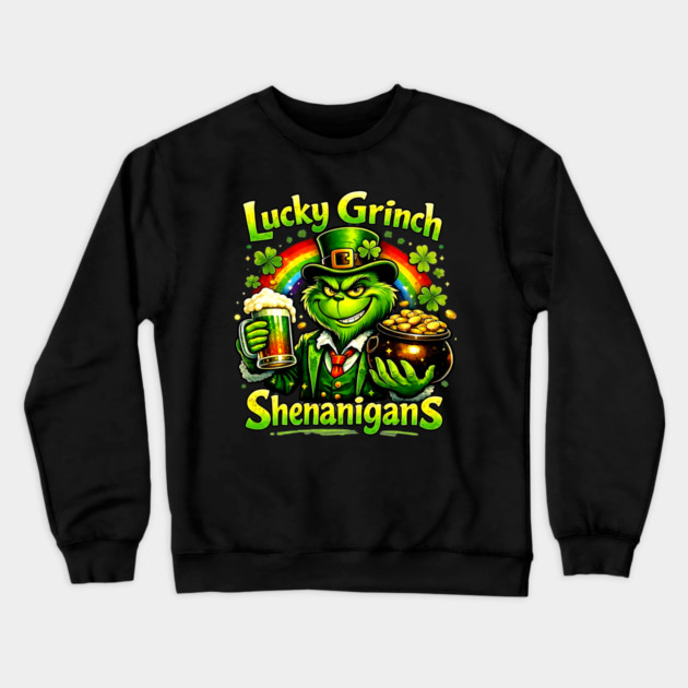 Lucky Irish Shenanigans Funny St Patrick’s Day Green Shirt Crewneck Sweatshirt by UrbanLifeApparel