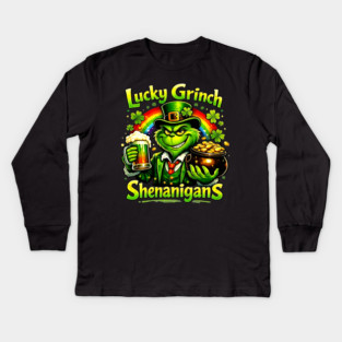 Lucky Irish Shenanigans Funny St Patrick’s Day Green Shirt Kids Long Sleeve T-Shirt