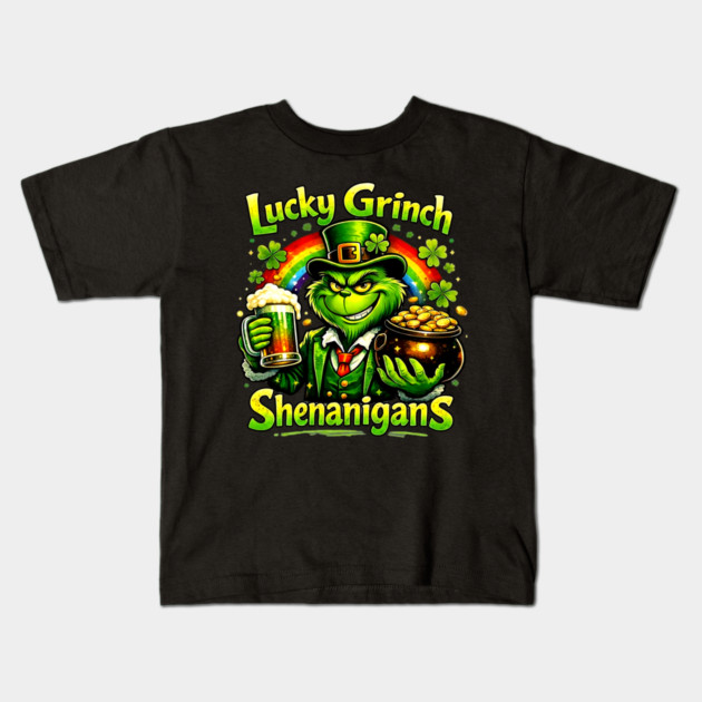 Lucky Irish Shenanigans Funny St Patrick’s Day Green Shirt Kids T-Shirt by UrbanLifeApparel