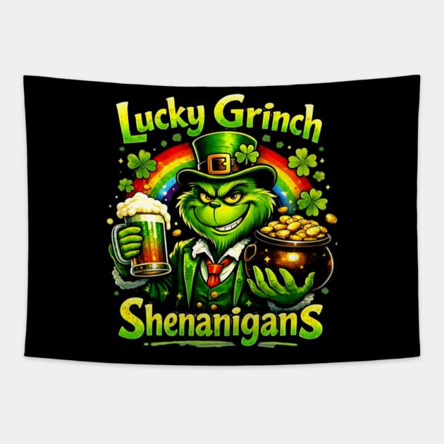 Lucky Irish Shenanigans Funny St Patrick’s Day Green Shirt Tapestry by UrbanLifeApparel