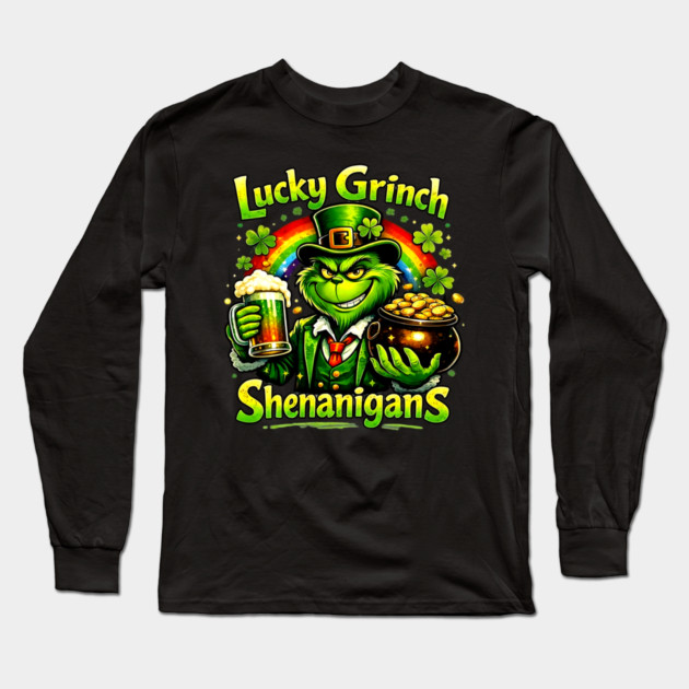 Lucky Irish Shenanigans Funny St Patrick’s Day Green Shirt Long Sleeve T-Shirt by UrbanLifeApparel