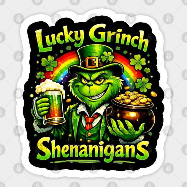 Lucky Irish Shenanigans Funny St Patrick’s Day Green Shirt Sticker by UrbanLifeApparel