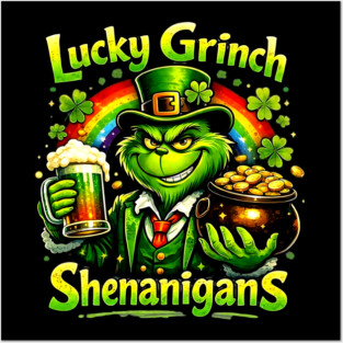 Lucky Irish Shenanigans Funny St Patrick’s Day Green Shirt Posters and Art