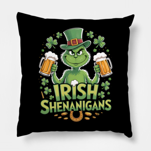 Irish Shenanigans Funny St Patrick’s Day Beer Shirt Pillow by UrbanLifeApparel