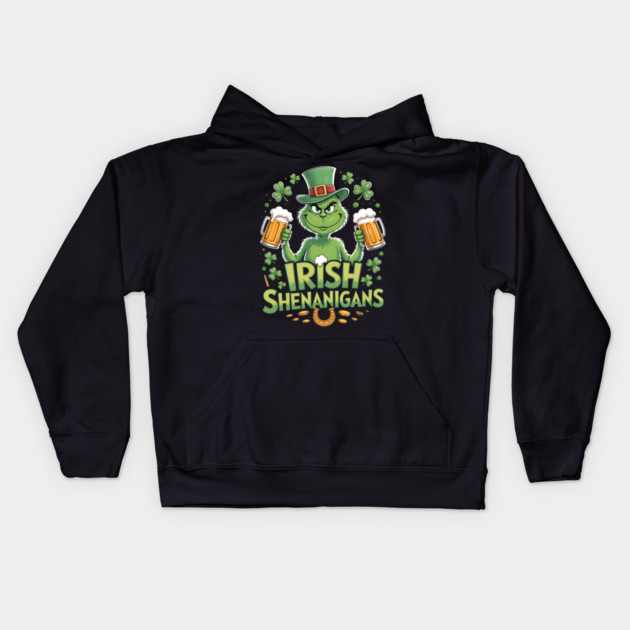 Irish Shenanigans Funny St Patrick’s Day Beer Shirt Kids Hoodie by UrbanLifeApparel