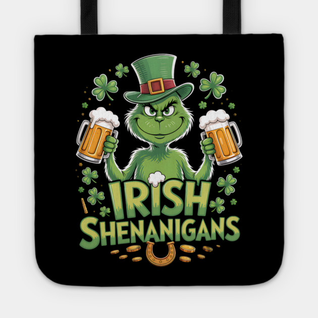 Irish Shenanigans Funny St Patrick’s Day Beer Shirt Tote by UrbanLifeApparel