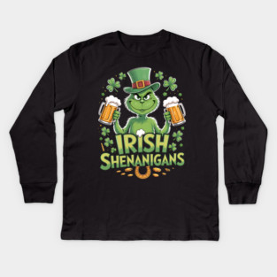 Irish Shenanigans Funny St Patrick’s Day Beer Shirt Kids Long Sleeve T-Shirt