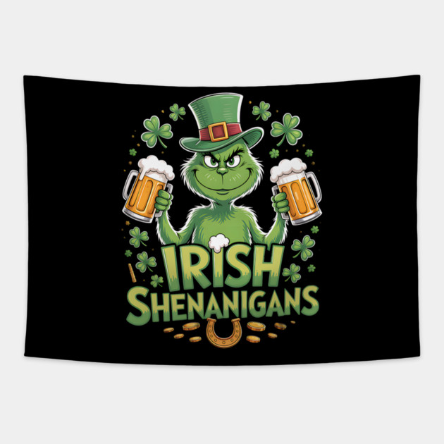 Irish Shenanigans Funny St Patrick’s Day Beer Shirt Tapestry by UrbanLifeApparel
