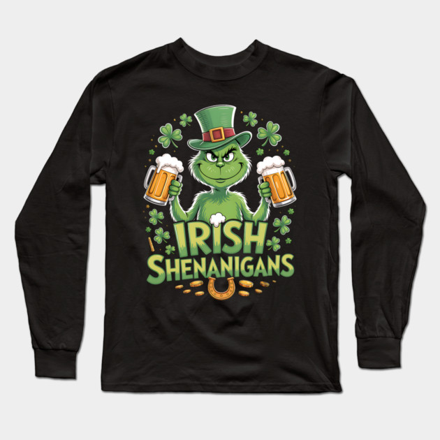 Irish Shenanigans Funny St Patrick’s Day Beer Shirt Long Sleeve T-Shirt by UrbanLifeApparel