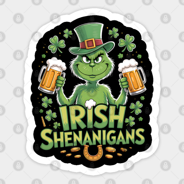 Irish Shenanigans Funny St Patrick’s Day Beer Shirt Sticker by UrbanLifeApparel