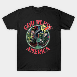 Vintage Worn Military God Bless America Tee T-Shirt