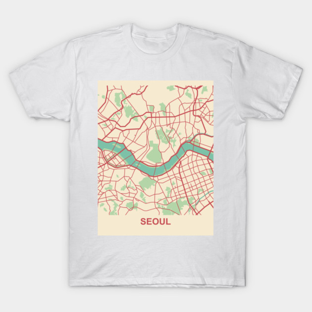 Seoul Map South Korea City - Seoul - T-Shirt | TeePublic