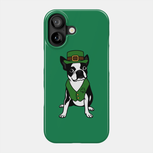 Leprechaun Boston Terrier St Patrick’s Day Dog Phone Case by DonWillisJrArt