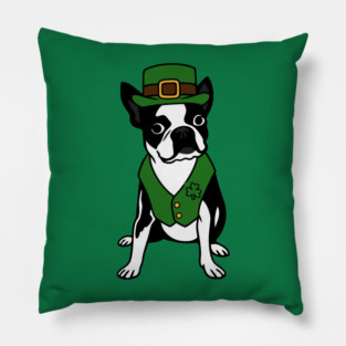 Leprechaun Boston Terrier St Patrick’s Day Dog Pillow