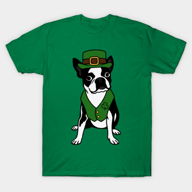 Leprechaun Boston Terrier St Patrick’s Day Dog T-Shirt by DonWillisJrArt