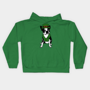 Leprechaun Boston Terrier St Patrick’s Day Dog Kids Hoodie