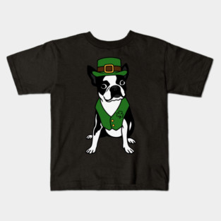 Leprechaun Boston Terrier St Patrick’s Day Dog Kids T-Shirt