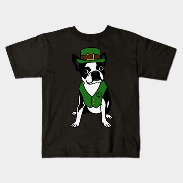 Leprechaun Boston Terrier St Patrick’s Day Dog Kids T-Shirt by DonWillisJrArt