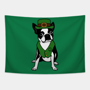 Leprechaun Boston Terrier St Patrick’s Day Dog Tapestry
