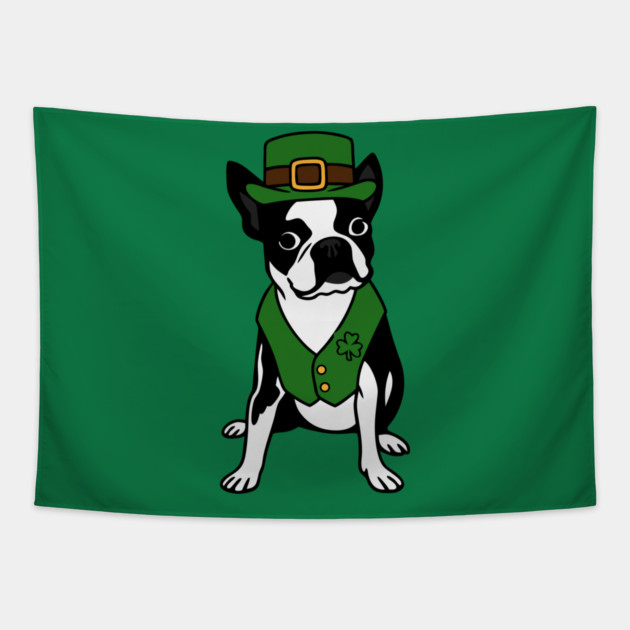 Leprechaun Boston Terrier St Patrick’s Day Dog Tapestry by DonWillisJrArt