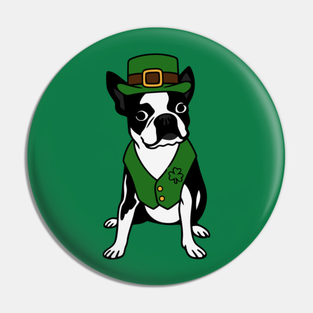 Leprechaun Boston Terrier St Patrick’s Day Dog Pin by DonWillisJrArt