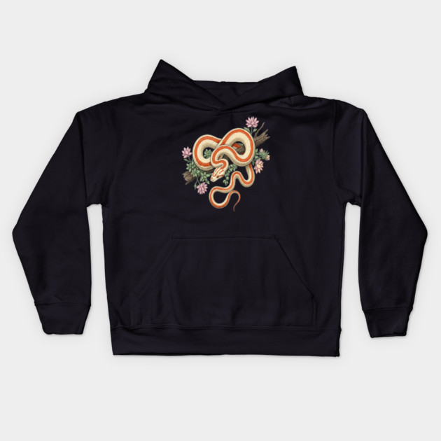 Rosy Boa Vintage Snake Illustration Kids Hoodie by BirdsnStuff