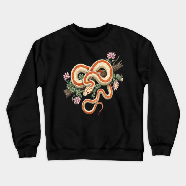 Rosy Boa Vintage Snake Illustration Crewneck Sweatshirt by BirdsnStuff