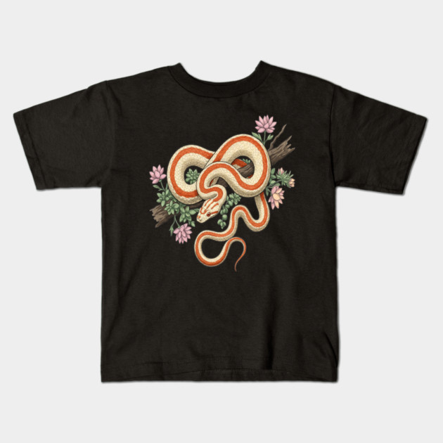 Rosy Boa Vintage Snake Illustration Kids T-Shirt by BirdsnStuff