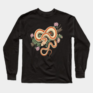 Rosy Boa Vintage Snake Illustration Long Sleeve T-Shirt