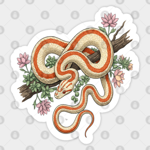 Rosy Boa Vintage Snake Illustration Sticker by BirdsnStuff