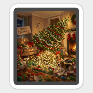 Merry Christmess Funny Dog and Cat Holiday Chaos Magnet