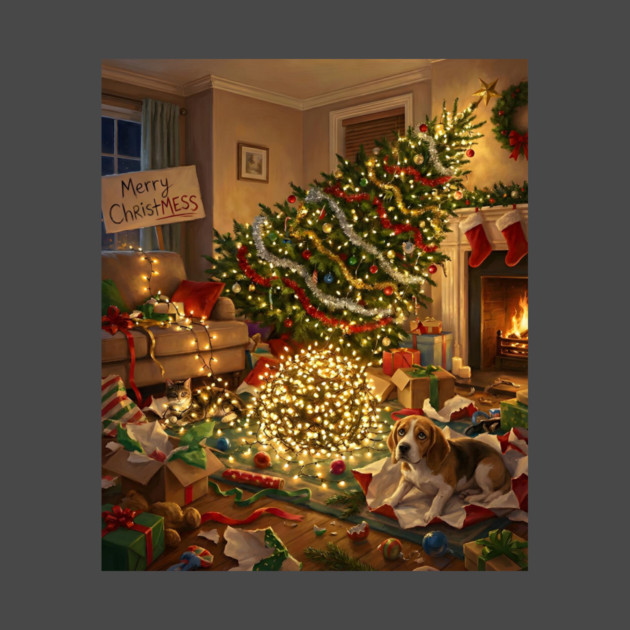 Merry Christmess Funny Dog and Cat Holiday Chaos by Rommel's Store 1