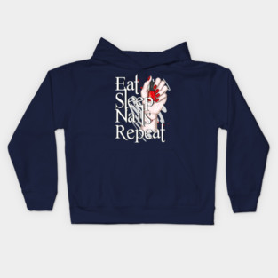 Eat Sleep Nails Repeat Manicure Nail Technician Kids Hoodie
