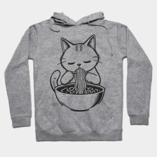 Cat Eating Ramen, Japanese Kawaii Anime for Cat Lovers, Men, Women, Kids Hoodie