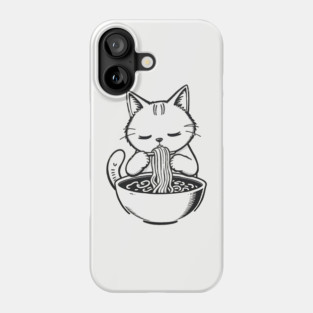 Cat Eating Ramen, Japanese Kawaii Anime for Cat Lovers, Men, Women, Kids Phone Case