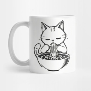 Cat Eating Ramen, Japanese Kawaii Anime for Cat Lovers, Men, Women, Kids Mug