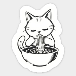 Cat Eating Ramen, Japanese Kawaii Anime for Cat Lovers, Men, Women, Kids Magnet