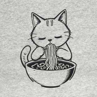 Cat Eating Ramen, Japanese Kawaii Anime for Cat Lovers, Men, Women, Kids T-Shirt