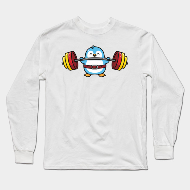 Penguin Powerlifter Long Sleeve T-Shirt by enrynz