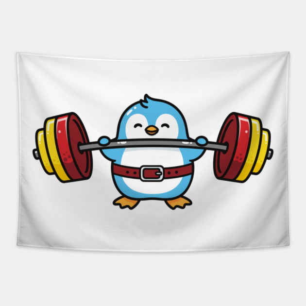 Penguin Powerlifter Tapestry by enrynz