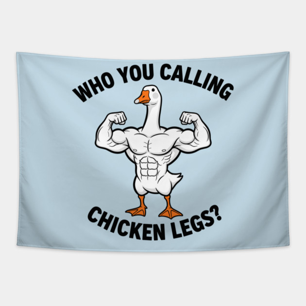 Funny Bodybuilding Duck Tapestry by enrynz