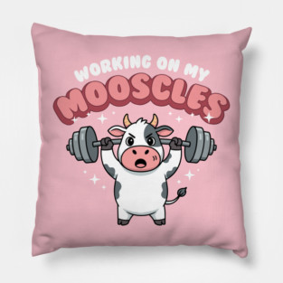 Moo-scular Cow Workout Humor Pillow