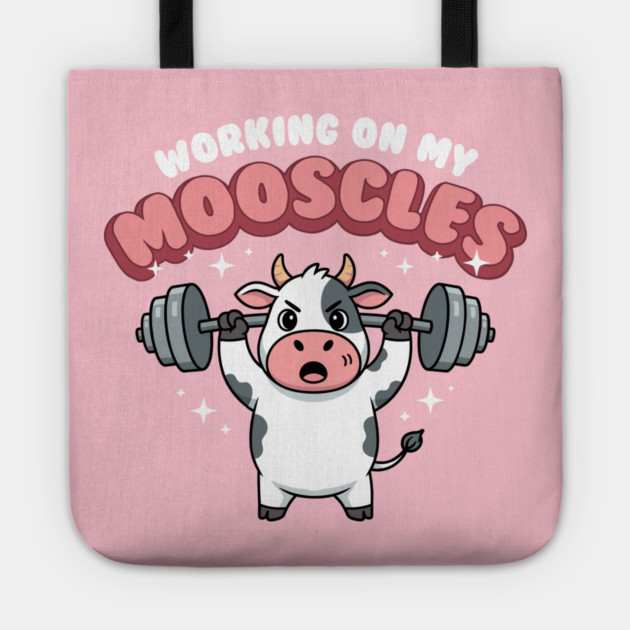 Moo-scular Cow Workout Humor Tote by enrynz