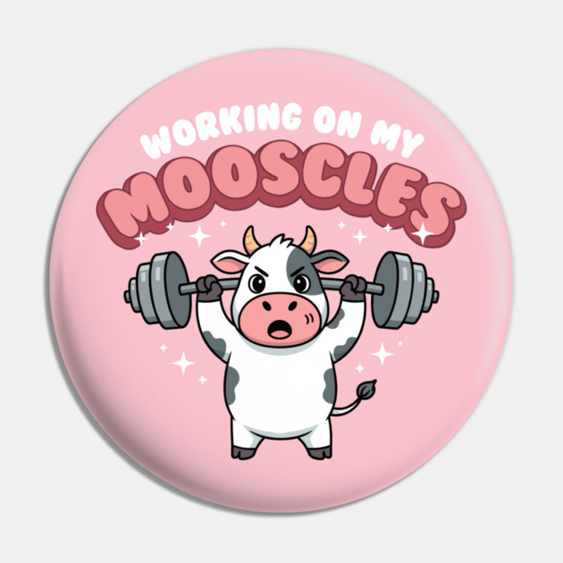 Moo-scular Cow Workout Humor Pin by enrynz