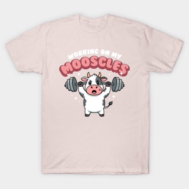 Moo-scular Cow Workout Humor T-Shirt by enrynz